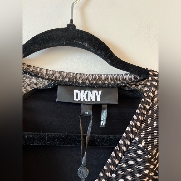 NWT DKNY Mesh Polkadot Lined Ruched Blouse - Picture 4 of 12